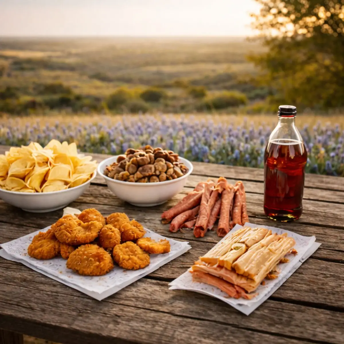 Beef jerky packed with Texas snacks for a road trip